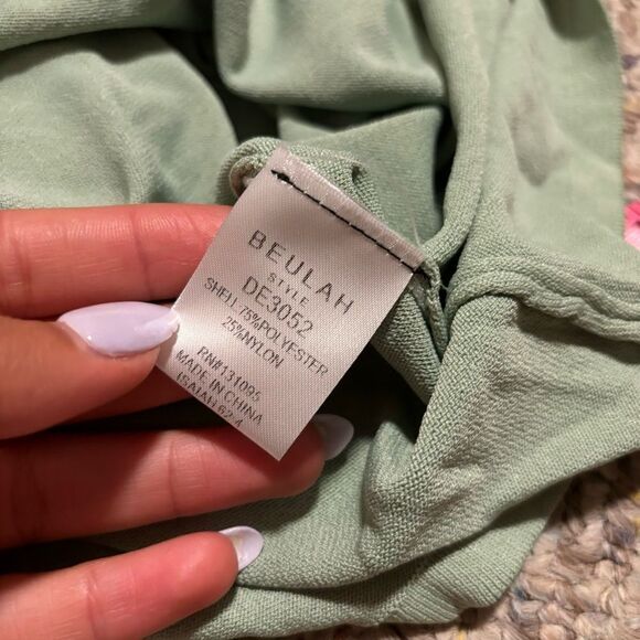 Beulah Knot T-Shirt Dress Green- One Size - Picture 9 of 9